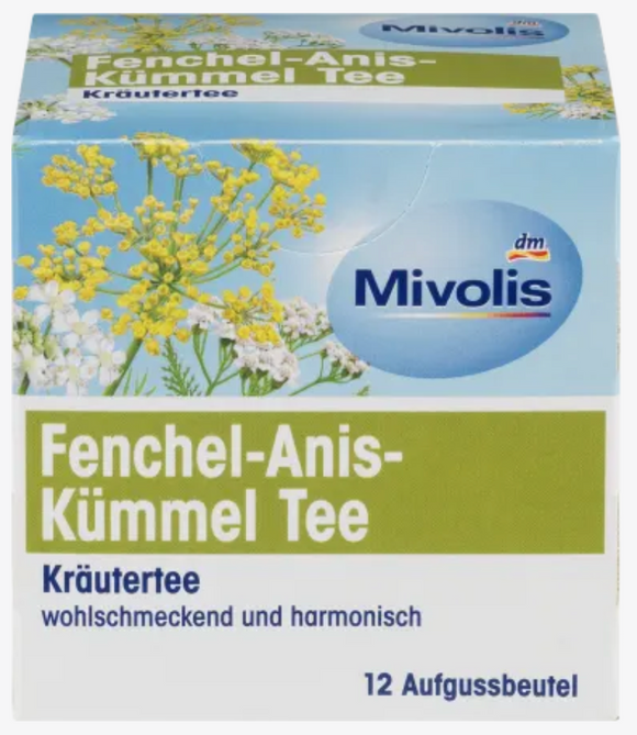 Mivolis Kräutertee Fenchel, Anis, Kümmel (12 Beutel), 12 St/ Infusión de alcaravea con anís de hinojo