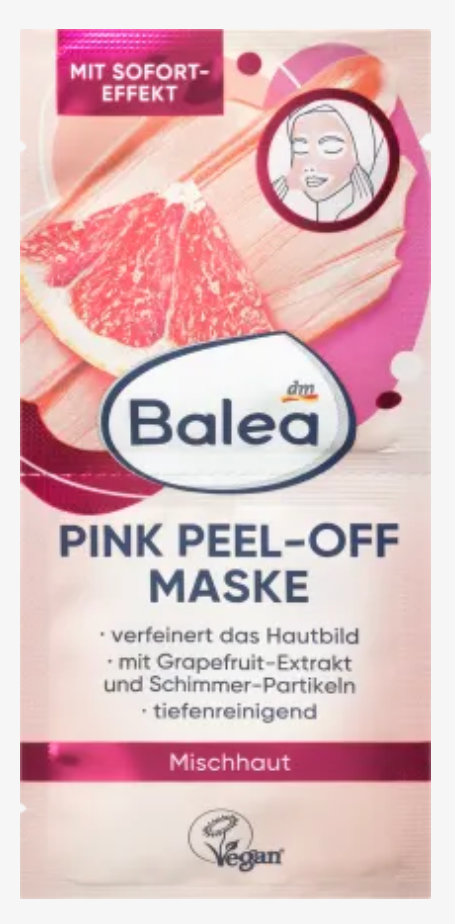 Balea Gesichtsmaske Peel-Off pink (2x8 ml), 16 ml / Mascarilla facial Peel-Off rosa