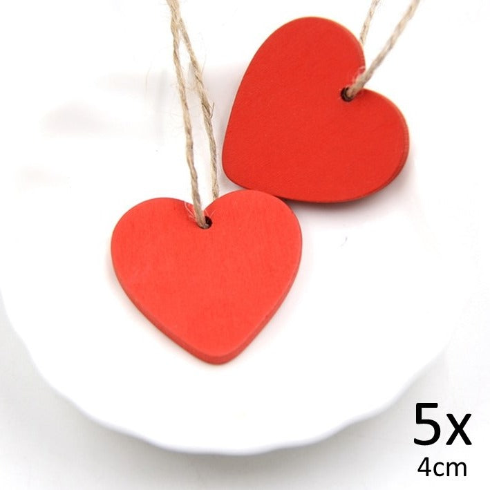Decoración de corazones de madera para colgar corazones de  decoración de madera 5,5 cm 36 piezas-14768