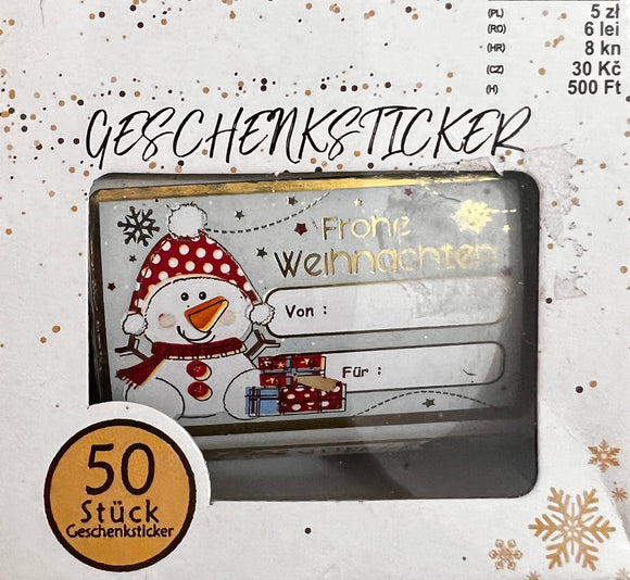 Geschenksticker auf deutsch, 50 Stück / Pegatinas para regalos