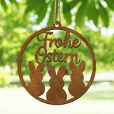 Letrero de metal "Frohe Ostern"
