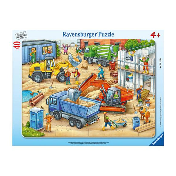 Ravensburger - Puzzle enmarcado, 40 piezas - Vehículos de construcción, 4 años +