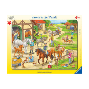 Ravensburger - Puzzle - Ein Tag auf der Ranch, 40 Teile / Puzzle enmarcado - Día en el rancho, 4+