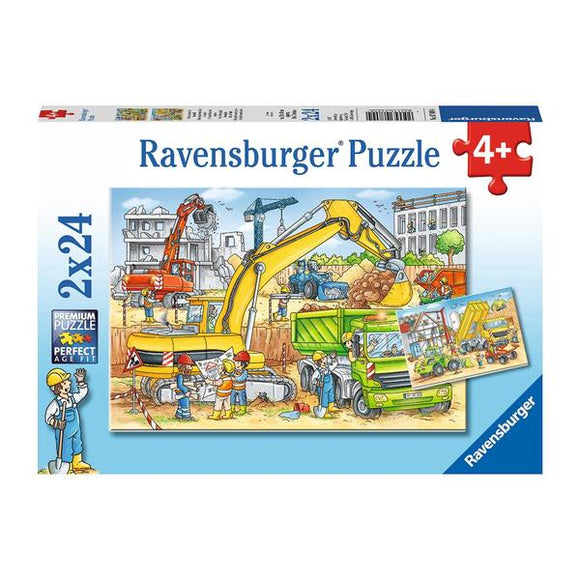 Ravensburger - Puzzle Trabajo en la construcción - 2x24 piezas, 4 años +