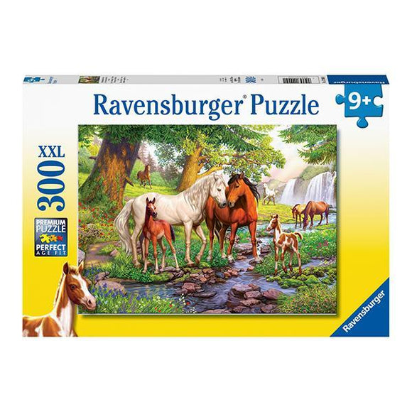 Ravensburger - Puzzle XXL Caballos en el río - 300 piezas, 9-11 años