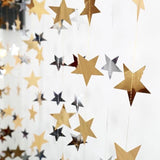 Sternen-Girlande, gold oder silber, 4 Meter / Guirnalda de estrellas, color dorado o plateado, 4 metros
