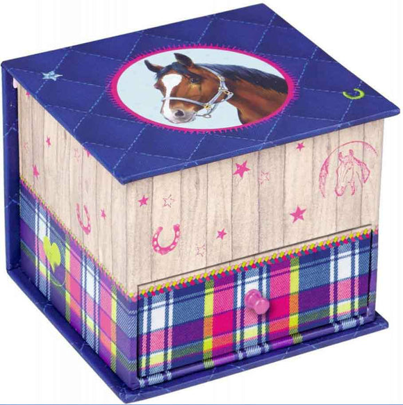 Pequeño joyero con caballo - espejo y cajoncito - para Amigos de los Caballos