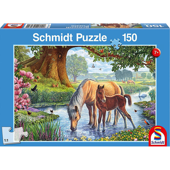 Schmidt Puzzle - Puzzle 150 Teile, Pferde am Bach 7+