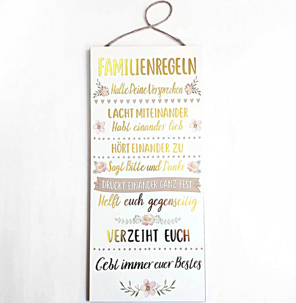 Schild holz Familienregeln