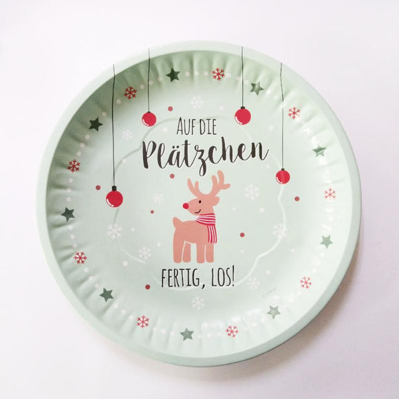 Weihnachtsteller aus Metall 25cm / Plato redondo de metal navideño
