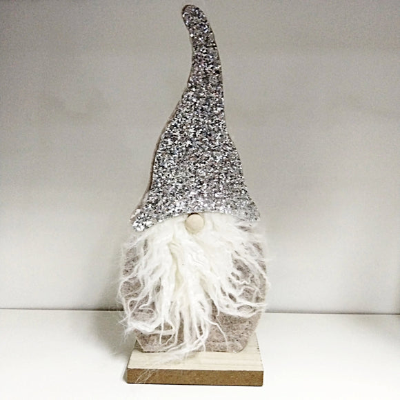 Deko Figur Wichtel, Filz, silber glitzer / Figura decorativa, fieltro, brillo plateado