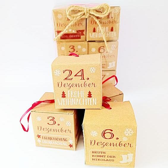 Adventskalender Bastelset 24 teilig / Calendario de adviento, manualidad