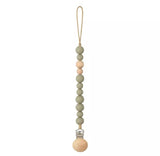 Cadena para chupete, madera y silicona, con clip / Schnullerkette aus Holz und Silikon, mit Clip