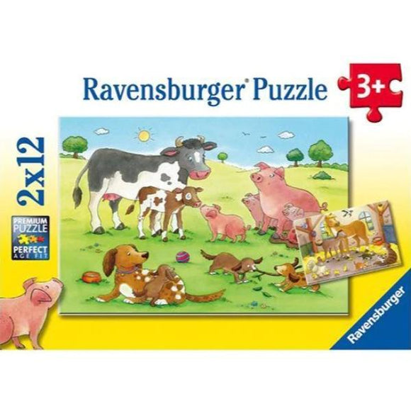 Ravensburger - Puzzle Familias de animales - 2x12, 3+