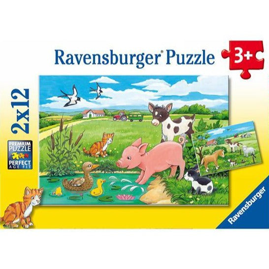 Ravensburger - Puzzle Animalitos del campo - 2x12, 3+