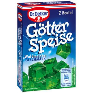 Dr. Oetker Götterspeise Wackelpudding Waldmeister (2 Beutel) / jalea verde, sabor a aspa, 2 bolsas