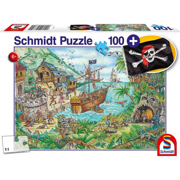 Schmidt Spiele - Puzzle 100 / LOS PIRATAS con Bandera de Pirata 6-9 años