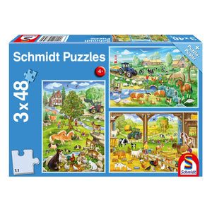 Schmidt Spiele - Puzzle Set 3 x 48 / EL CAMPO 4+ años