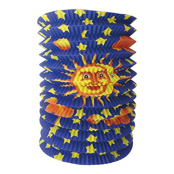 Zuglaterne aus Papier Sonne Sterne, 24cm - Für Laternenfest
