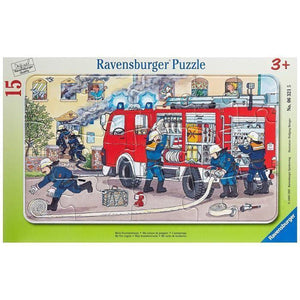 Ravensburger - Rahmenpuzzle 15 Teile - Mein Feuerwehrauto / Puzzle enmarcado Camión de bomberos, 3 - 4 años