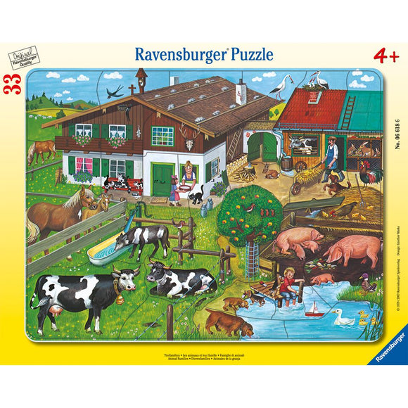 Ravensburger - Rahmenpuzzle 33 Teile - Tierfamilien / Puzzle enmarcado - Familias de animales, 4 - 6 años