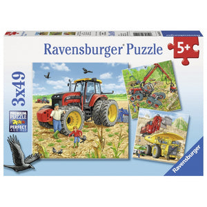 Ravensburger - Puzzle Set 3x49 - Große Maschinen / Puzzle Máquinas, 5 - 7 años