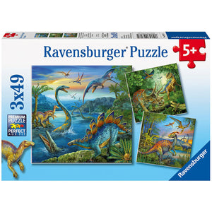 Ravensburger - Puzzle Set 3x49 - Dinosaurios, 5-7 años