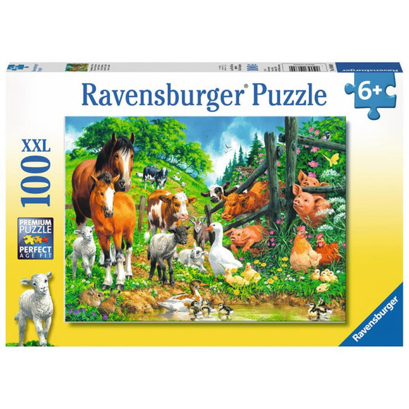Ravensburger - Puzzle 100 Teile - Versammlung der Tiere / Puzzle XXL Reunión de animales - 100 piezas, 6-10 años
