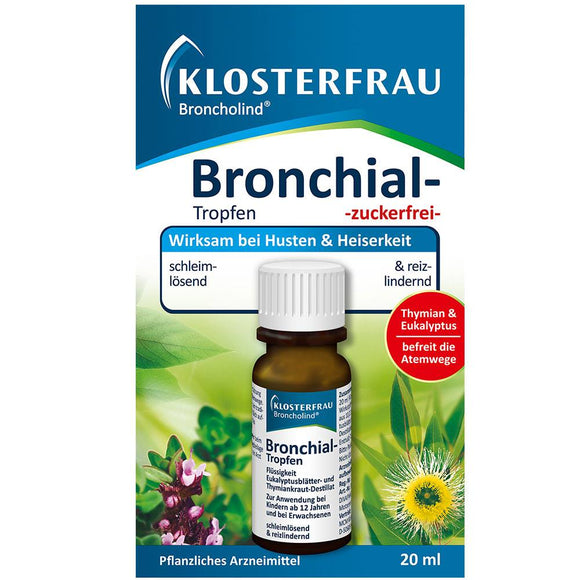 Klosterfrau Broncholind Bronchial-Tropfen, 20 ml / Gotas bronquiales tomillo y eucalipto