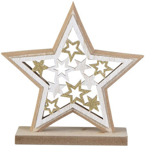 Stern - aus Holz - Ø = 13 cm - gold
