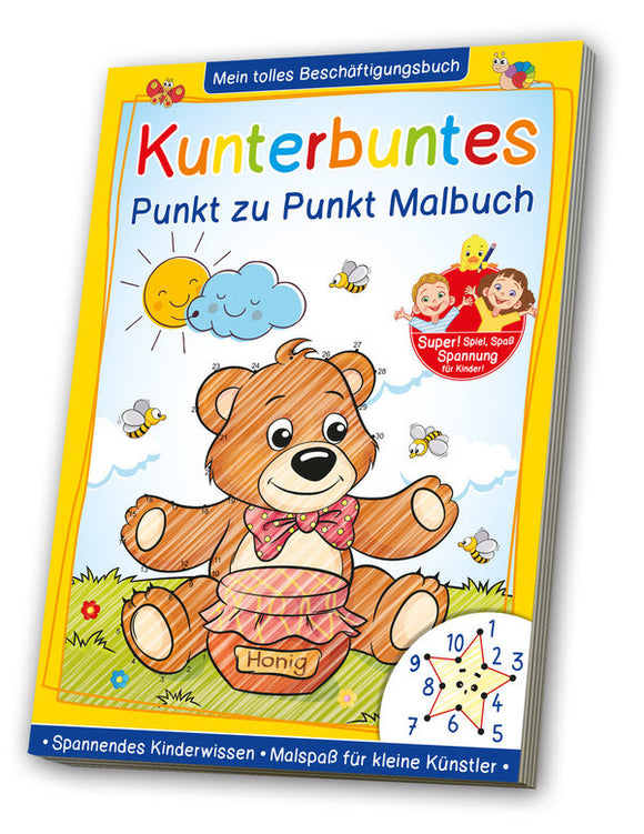 Kunterbuntes Punkt zu Punkt Malbuch - Beschäftigungsbuch, ab 3 Jahre