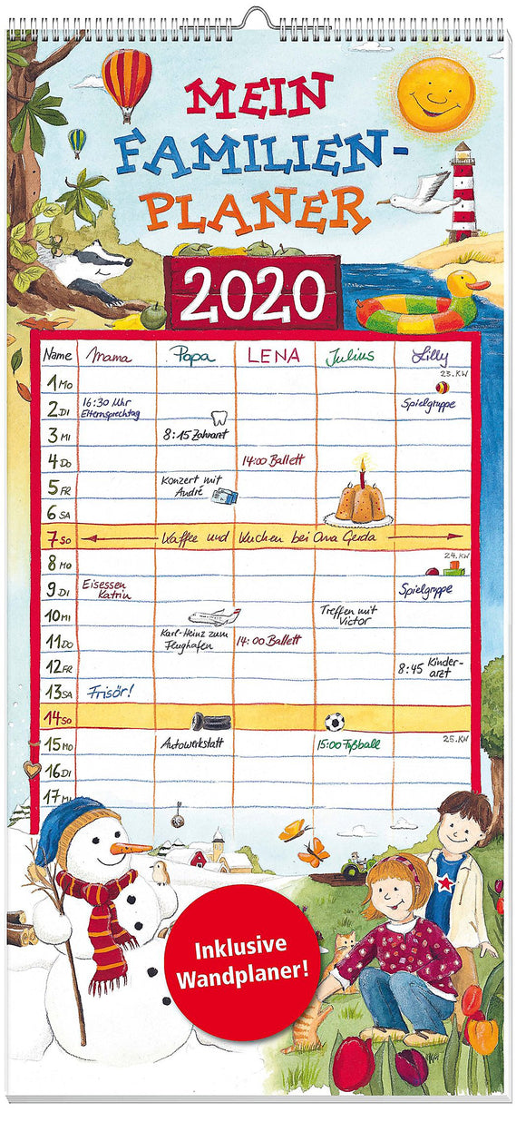 Mi planificador familiar - Calendario 2020 con 5 columnas para hasta 5 personas Santiago de Chile - Deutschkind