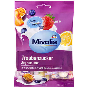 Mivolis Traubenzucker Joghurt-Mix / Dextrosa - 4 sabores de yogur y frutas, 100 g