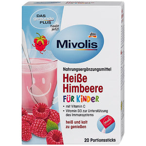 Mivolis Heißgetränk Himbeere für Kinder, Portionssticks / Bebida caliente Frambuesa para niños. 20 unidades