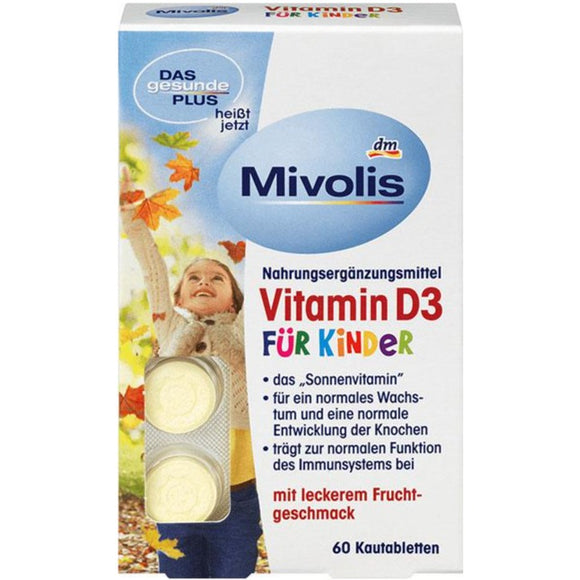 Mivolis Vitamin D3 Kautabletten für Kinder, 60 Kautabletten / Vitamina D3 para niños