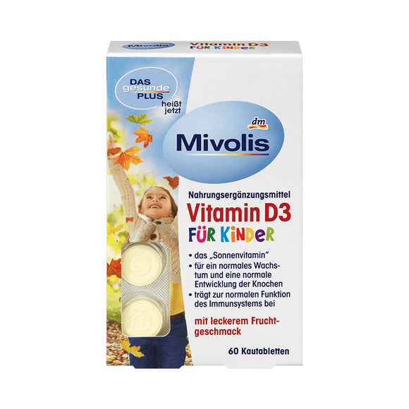 Mivolis Vitamin D3 Kautabletten für Kinder, 60 Kautabletten, 51 g