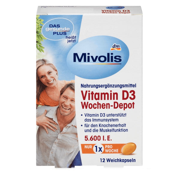 Mivolis Vitamin D3 Wochen-Depot,12 St / Vitamina D3 Depósito semanal, 12 unidades