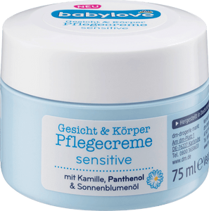 babylove Pflegecreme sensitive / Crema de cuidado sensible para bebé, 75 ml