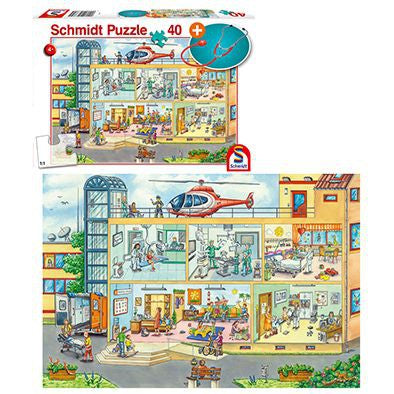 Schmidt Spiele - Rettungshubschrauber / Puzzle 40 piezas HOSPITAL Y ACCESORIO 6+