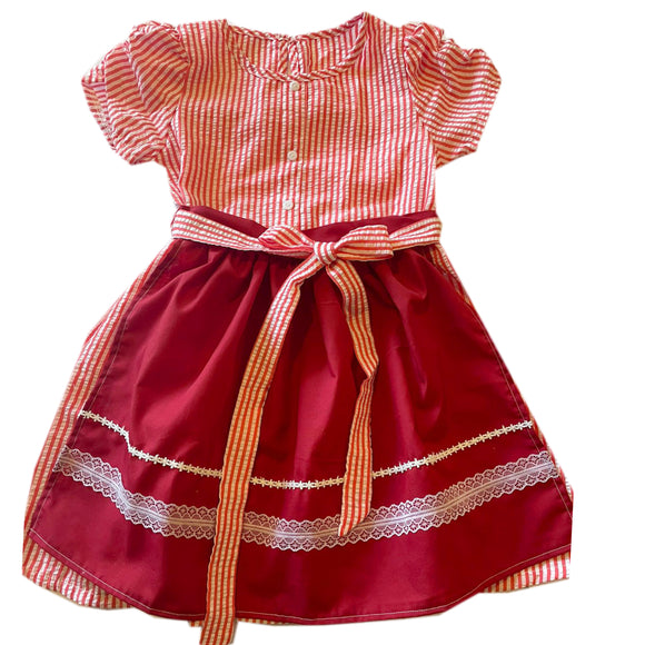 8-9 años (128 - 134cm) Traje alemán para niñitas, vestido tradicional bávara con delantal / Kinder Dirndl mit Schürze