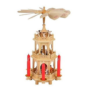 Holz Weihnachtspyramide 3-stöckig 45cm Weihnachtsdeko Weihnachtskrippe Pyramide