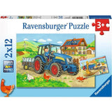 Ravensburger - Puzzle Construcción en la granja - 2x12, 3+