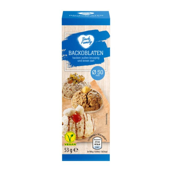 Backoblaten Ø: ca. 50 mm / Obleas redondas para hornear