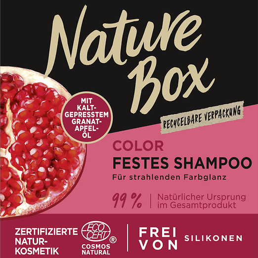 Nature Box - festes Shampoo Granatapfel-Öl / Shampoo en barra con aceite de granada, 85 g