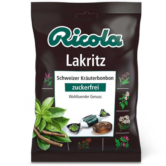 Ricola Bonbon, Lakritz, zuckerfrei, 75 g / Caramelo, regaliz, sin azúcar