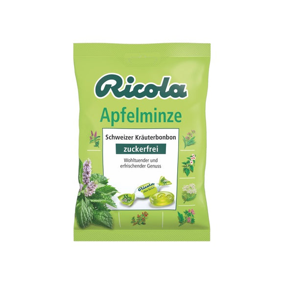 Ricola Bonbon, Apfelminze, zuckerfrei / Caramelo - manzana y menta, sin azúcar,