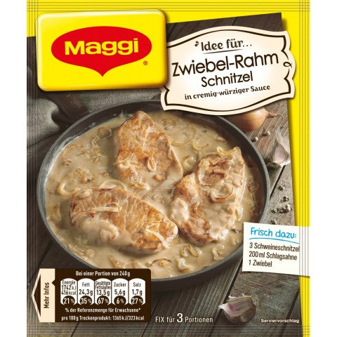 Maggie Idee für Zwiebel Rahm Schnitzel  / Salsa cremosa de cebolla para escalope