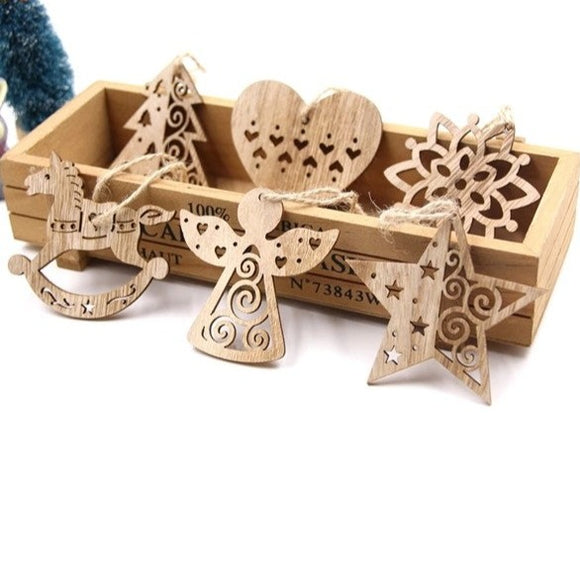 Colgantes de madera para navidad, 6 unidades / Hängedeko Weihnachten Holz, 6er Set