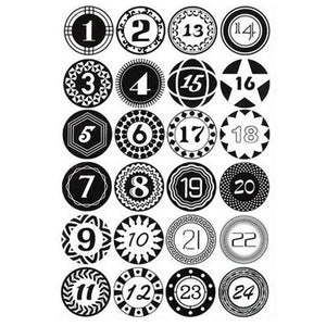 Sticker für Adventskalender / Sticker calendario de adviento 1-24 (∅ 4,5cm) 24x pegatinas