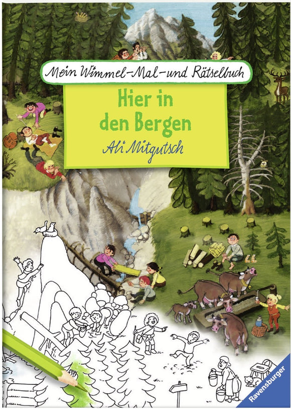 Ravensburger - Hier in den Bergen - Mein Wimmel-Mal- und Rätselbuch, 4-7